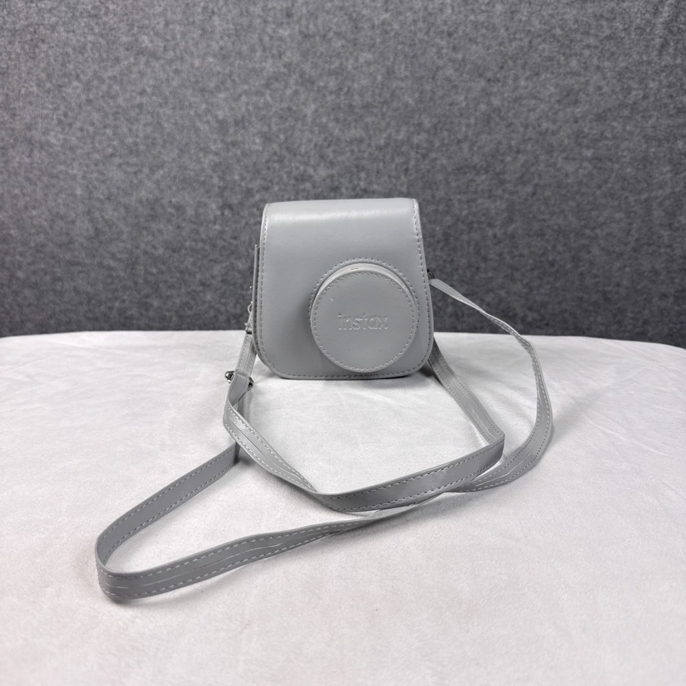 Fujifilm Instax Mini 11 Camera Case Light Gray Faux Leather Protective Bag Strap